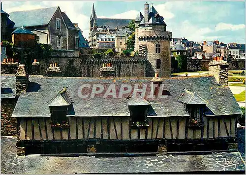 Moderne Karte Vannes (Morbihan) la Bretagne le Chateau au Premier Plan les Lavoirs