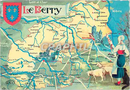Cartes postales moderne Le Berry Loir et Cher Bergere Moutons