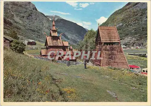 Cartes postales moderne Norway Stave Church at Borgund Sogn from abt year 1150