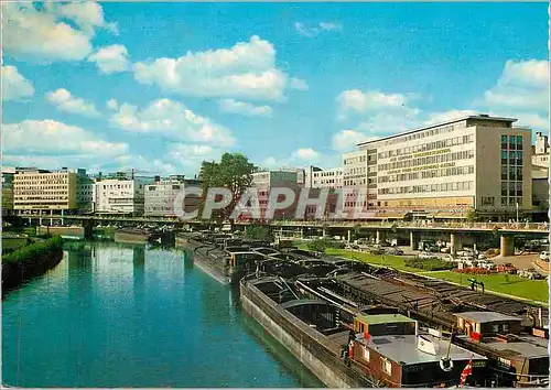 Cartes postales moderne Saarbrucken Berliner Promenade Bateau Peniche