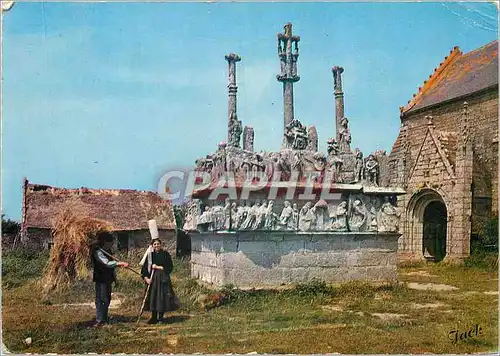 Moderne Karte Saint Jean Trolimont (Finistere) le Calvaire de Tronoen Folklore