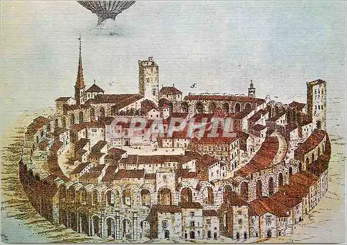 Moderne Karte Arles L'Amphitheatre du Moyen Age au debut du 19eme siecle