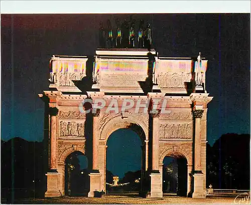 Cartes postales moderne Paris et ses Merveilles L'arc de triomphe du Carrousel illumine Perspective vers la place de la