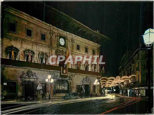 Ansichtskarte AK Mallorca (Baleares) Espana Palma Fachada Aguntamiento Vista nocturna