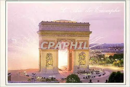 Cartes postales Paris La nuit Feu d'Artifice sur l'Arc de Triomphe