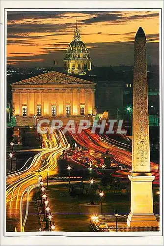 Cartes postales Paris au crepuscule L'Obelisque pris de la Place de la Concorde La Chambre des Deputes au fond L