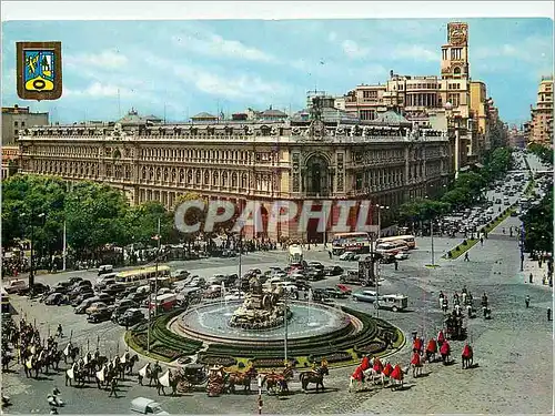 Moderne Karte Madrid Cibeles et rue Alcala Automobiles Caleches