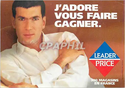 Moderne Karte J'adore vous faire gagner Leader Price Zinedine Zidane Football