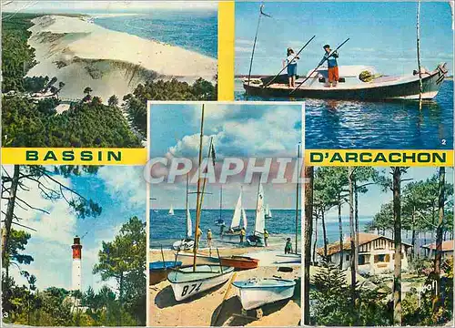 Cartes postales moderne Bassin d'Arcachon (Gironde) La Grande Dune du Pilat Une pinasse du Bassin Le Phare du Cap Ferret