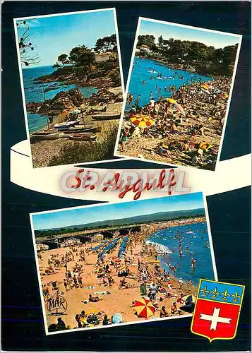 Moderne Karte La Cote d'Azur Saint Aygulf (Var) La plage du Pebrier La plage La Grande Plage