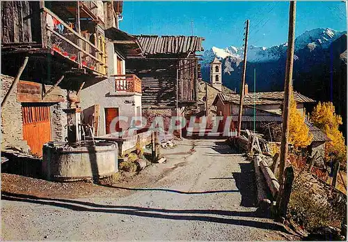 Moderne Karte St Veran (Htes Alp) Commune la plus haute d'Europe La rue principale et la fontaine