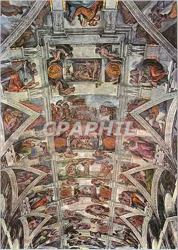 Moderne Karte Citta Del Vaticano Chapelle Sixtine Detail de la goute (Michelangelo)