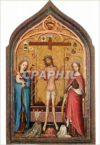 Cartes postales moderne De la Sainte Veronique (debut XVe s Begin XVe c) L'Homme de pitie entre la Vierge et sainte Cath
