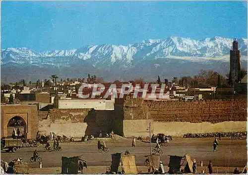 Cartes postales moderne Le Maroc Pittoresque Marrakech Les remparts et le Grand Atlas