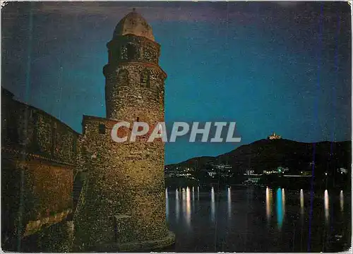 Moderne Karte La Cote Vermeille Collioure Vue de nuit