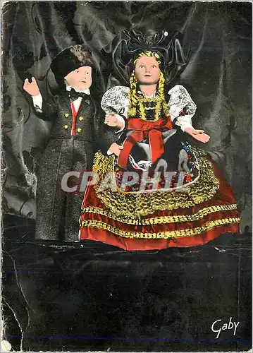 Moderne Karte Couple de Poupees Alsaciennes Folklore