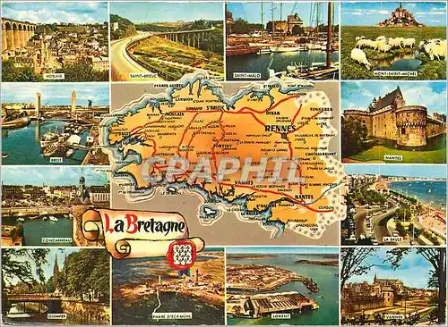 Cartes postales moderne La Bretagne Morlaix Saint Brieuc Saint Malo Mont Saint Michel Brest Nantes