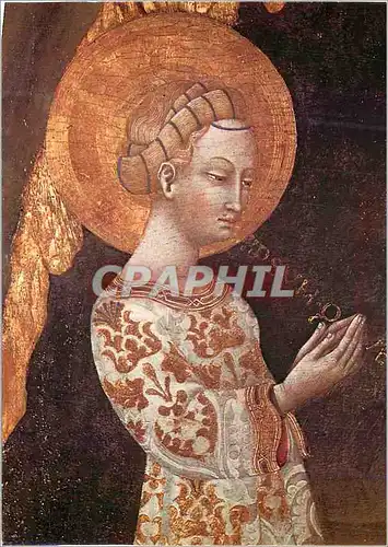 Moderne Karte Giovanni di Paolo (Sienne 1420) La Nativite Panneau central Detail de la Vierge