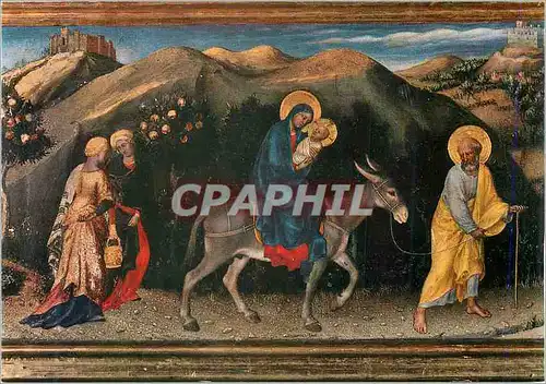 Cartes postales moderne Firenze Galleria Uffizi Gentile da Fabriano Adoration des Roi Mages Detail Fuite en Egypte