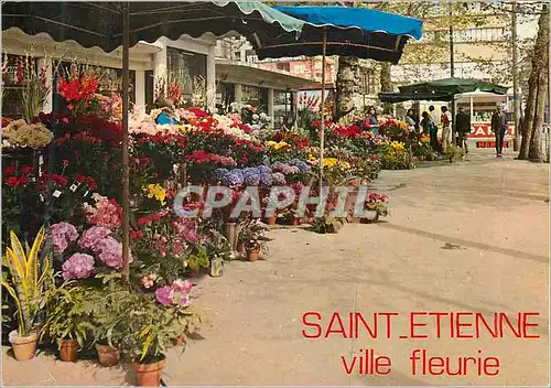 Moderne Karte Saint Etienne Loire Ville Fleurie Marche aux fleurs Place du Peuple