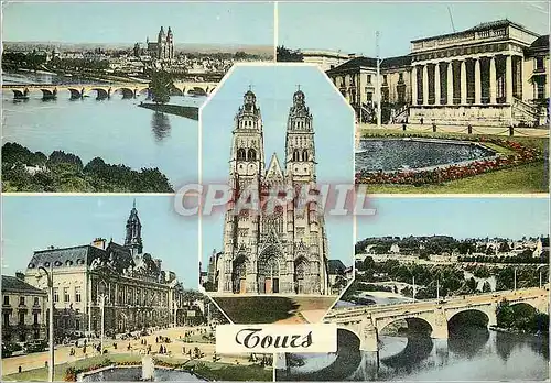 Cartes postales moderne Tours Vue Generale Le Palais de Justice La Cathedrale L'Hotel de Ville Pont sur la Loire