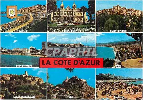 Cartes postales moderne Souvenir de la Cote d'Azur Menton Monte Carlo Cagnes sur Mer Saint Raphael