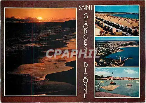 Moderne Karte Saint Georges de Didonne (Charente Maritime) Coucher de soleil sur la cote La plage Vue generale