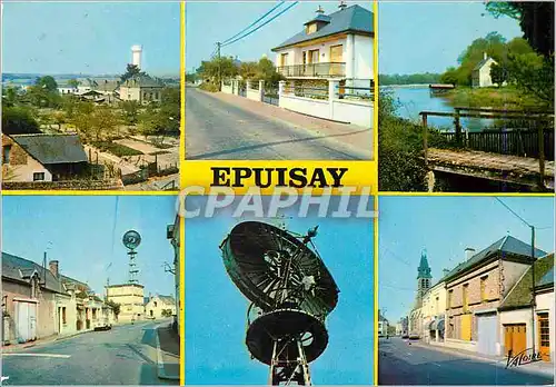 Cartes postales moderne Epuisay (Loir et Cher) Vue generale La nouvelle rue l'etang la route de Mondoubleau l'eolienne L