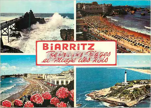 Cartes postales moderne Biarritz Reine des Plages et plage des Rois Le Rocher de la Vierge La Grande Plage Les deux Casi