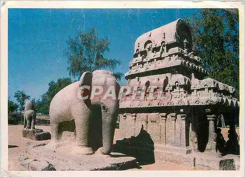 Moderne Karte India Elephan with Hatha Mahabalipuram Elephant Ganghi
