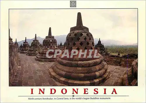 Cartes postales moderne Indonesia Ninth Century Borobudur in Central Java is the World's Largest Buddhist Monument