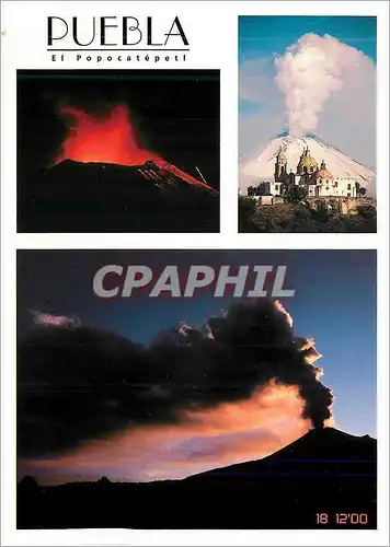 Cartes postales moderne Puebla Mexico Trois vues du Popocatepetl en Eruption le 18 Decembre 2000 Volcan
