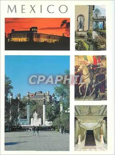 Moderne Karte Mexico Diferent views of the Chapultepec Castle