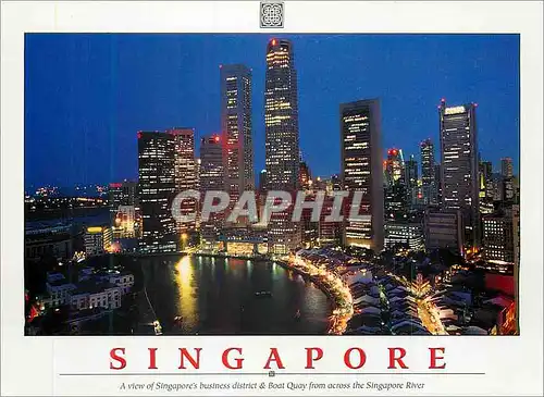 Cartes postales moderne Singapore A Veiw of Singapore's Business district and Boat Quay from across the Singapore River