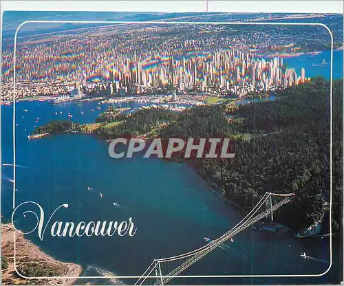 Cartes postales moderne Vancouver Canada Stunning aerial view Feating the Lion's Gate