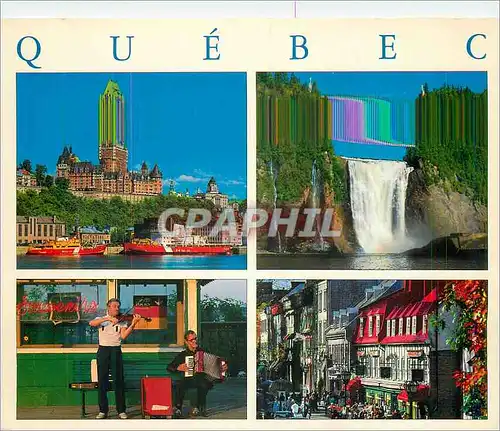 Cartes postales moderne Quebec Le Chateau Frontenac La Chute Montmorency La rue Ste Anne et les Musiciens