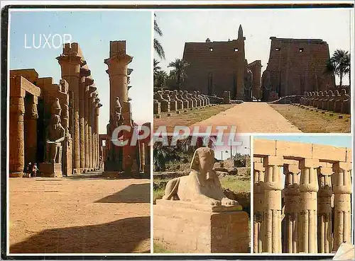 Moderne Karte Egypt Luxor Temple Overall View Entrance to Temple A Sphinx of the two raws of Sphinx Group of P