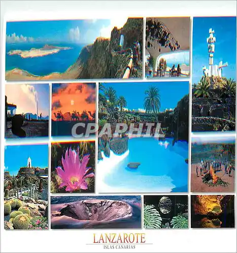 Moderne Karte Islas Canarias Lanzarote Parque Nacional de Timanfaya Jardin Cactus