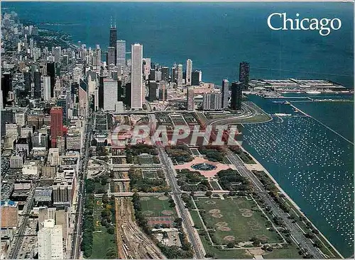 Cartes postales moderne Chicago Aerial view of the City Grant Park and Monroe Harbor