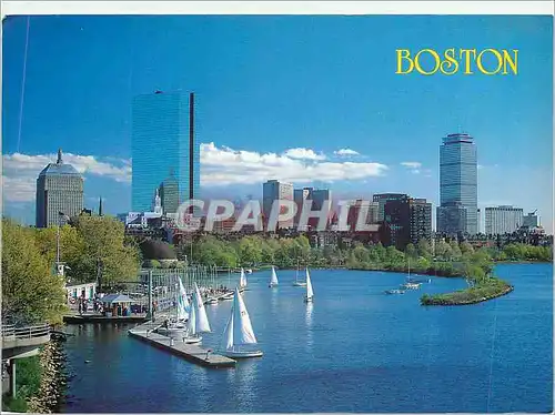 Moderne Karte Boston Massachusetts USA Backy Bay Skyline Along the charles River