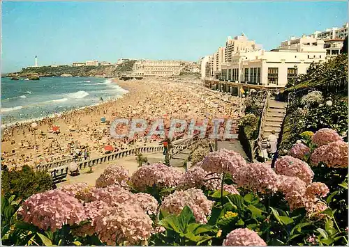 Cartes postales moderne Biarritz Vue sur la Grande Plage le Casino Le Victoria Surf l'Hotel du Palais et le Phare