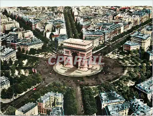 Cartes postales moderne En Avion sur Paris La Place et l'Arc de Triomphe de l'Etoile A droite L'Avenue des Champs Elysee