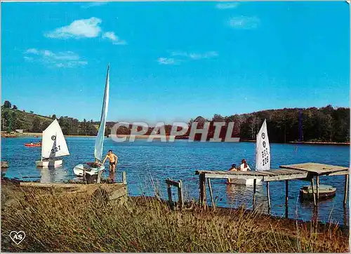 Moderne Karte Environs d'Aumont Aubrac (Lozere) alt 1040m Lac du Moulinet Bateaux