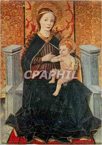 Cartes postales moderne Episkopal Museum von Vich Barcelona Jaume Huguet Thronende Madonna Vierge et Enfant Assises