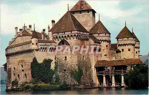 Moderne Karte Chillon Montreux le Chateau vu du Sud