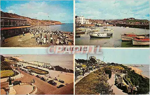 Moderne Karte Greetings from Folkestone East Cliff Promenade Inner Harbour Harvey Memorial the Leas the Zig Za