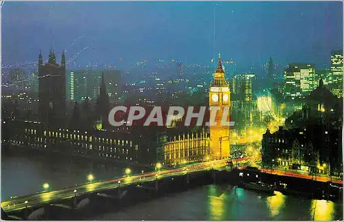 Cartes postales moderne London Big Ben and Westminster Bridge at Night