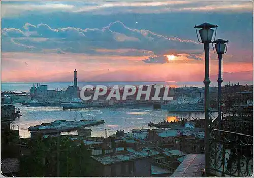 Cartes postales moderne Genova Coucher du Soleil Panorame du Port