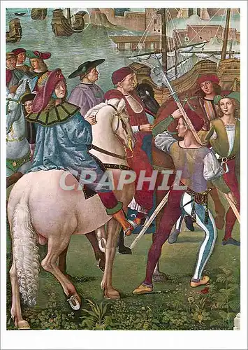 Cartes postales moderne Pinturicchio Aeneas Piccolomini se Rendant au Concile de Bale (Detail)