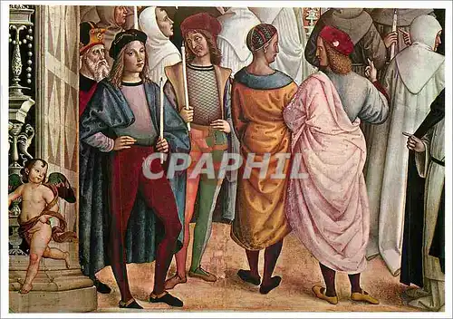 Cartes postales moderne Pinturicchio Aeneas Piccolomini Pape Canosinant Sainte Catherine de Sienne (Detail)